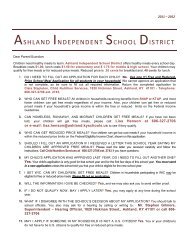 Free / Reduced Lunch Application - Ashland Independent Schools