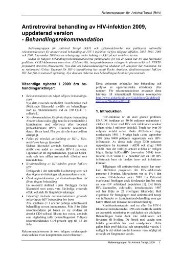 Riktlinjer fÃ¶r svensk hivbehandling 2009 (pdf) - RFSL
