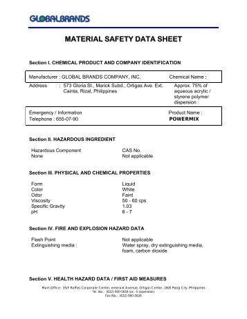 Material Safety Data Sheet - Bostik Philippines Inc.
