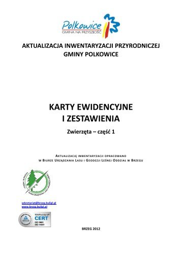 Karty ewidencyjne zwierzÄt cz.1 - POBIERZ PLIK PDF(3,61MB)