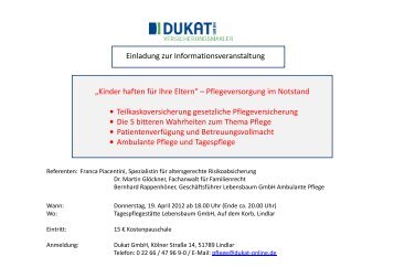 Einladung - Anmeldung Pflegeveranstaltung 19.04.2012