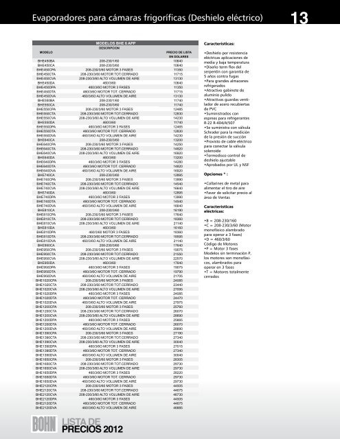 lista de precios 2012 1 - Bohn