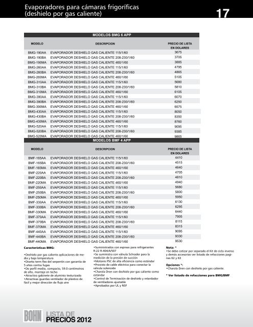 lista de precios 2012 1 - Bohn