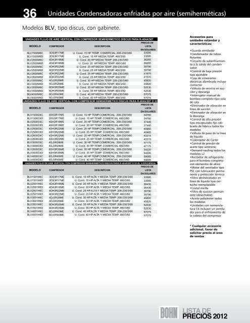 lista de precios 2012 1 - Bohn