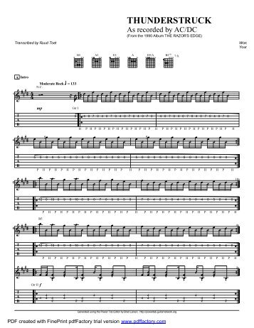 Complete Transcription To "Thunderstruck" (PDF) - Guitar Alliance