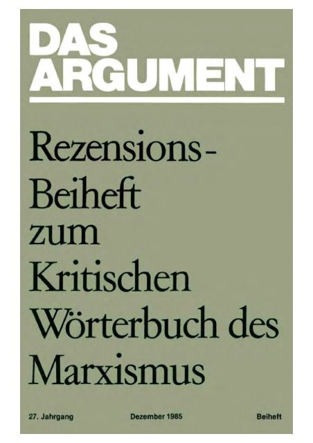 Das Argument B85 - Berliner Institut für kritische Theorie eV