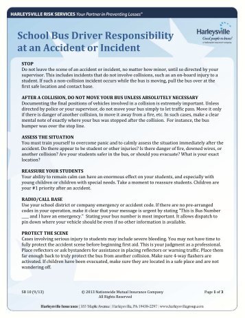 School Bus Driver Responsibility at an Accident or Incident