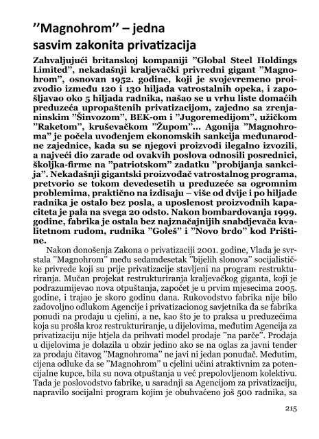 Deindustrijalizacija i radniÄki otpor - Pokret za slobodu