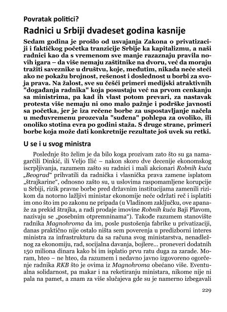 Deindustrijalizacija i radniÄki otpor - Pokret za slobodu