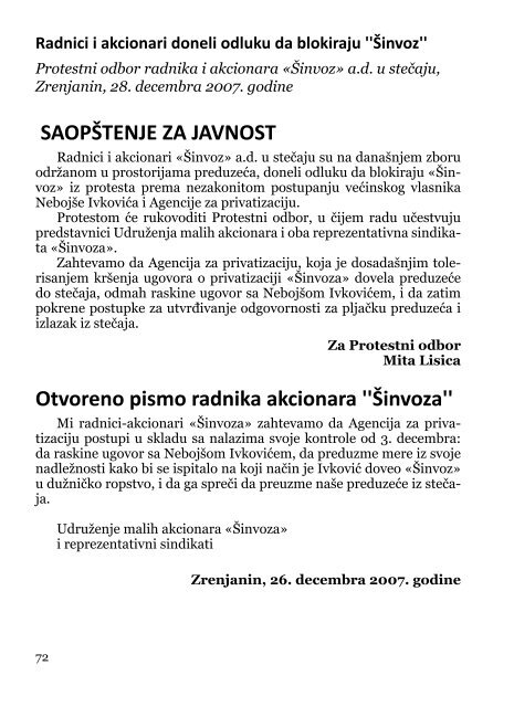 Deindustrijalizacija i radniÄki otpor - Pokret za slobodu