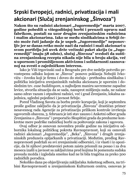 Deindustrijalizacija i radniÄki otpor - Pokret za slobodu