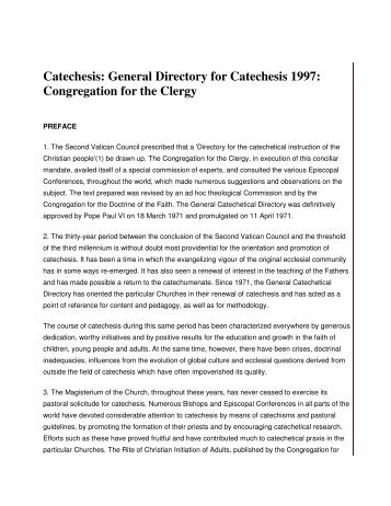 Catechesis: General Directory for Catechesis 1997 - the Diocese of ...