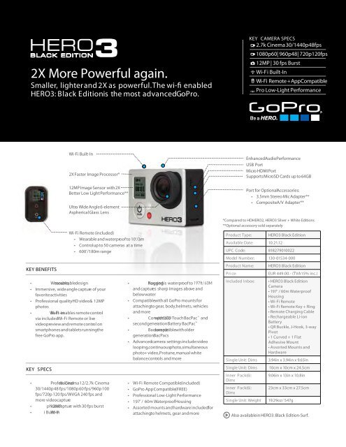 GoPro HERO3 Black Edition Data Sheet PDF - in-visible.lu