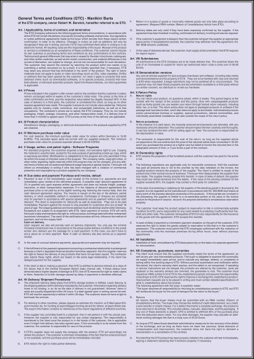 General Terms and Conditions (GTC) - Manikin/ Barts - ETD