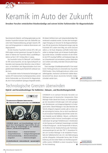 Ausgabe 09/2011 - Wirtschaftsjournal