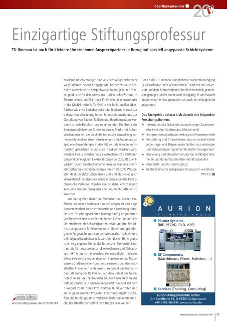 Ausgabe 09/2011 - Wirtschaftsjournal