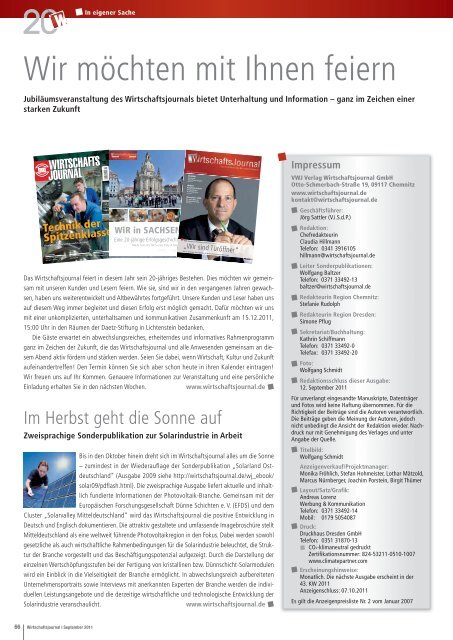 Ausgabe 09/2011 - Wirtschaftsjournal