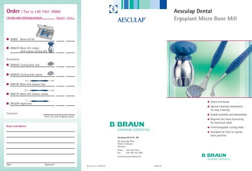 Aesculap Dental Ergoplant Micro Bone Mill Order