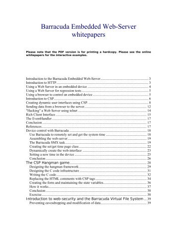 Introduction to the Barracuda Embedded Web-Server