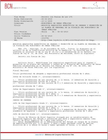 Decreto con Fuerza de Ley 275 Fecha PublicaciÃ³n - SubsecretarÃ­a ...
