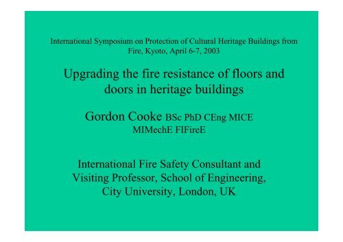 Upgrading The Fire Resistance Of Floors And Doors In Heritage Buildings