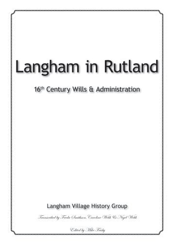 16th century Wills - Langham Village History Group