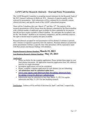 AANP Call For Research Abstracts â Oral and Poster Presentations ...