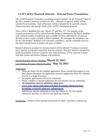 AANP Call For Research Abstracts â Oral and Poster Presentations ...