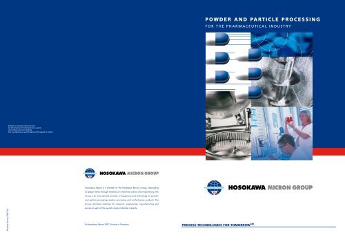 POWDER AND PARTICLE PROCESSING - Hosokawa Micron ...