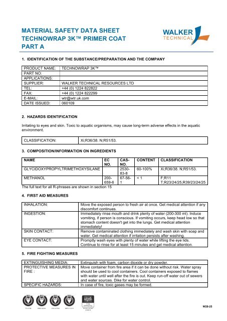 material safety data sheet technowrap 3k ... - PT. Harimau Putih