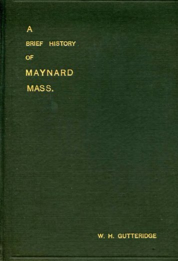 History of Maynard â 1921 - Maynard, Massachusetts
