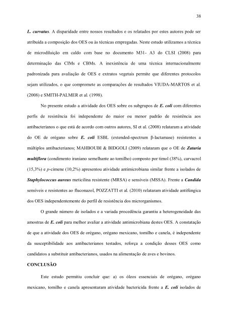 ATIVIDADE ANTIMICROBIANA DE ÓLEOS ESSENCIAIS DE - UFSM