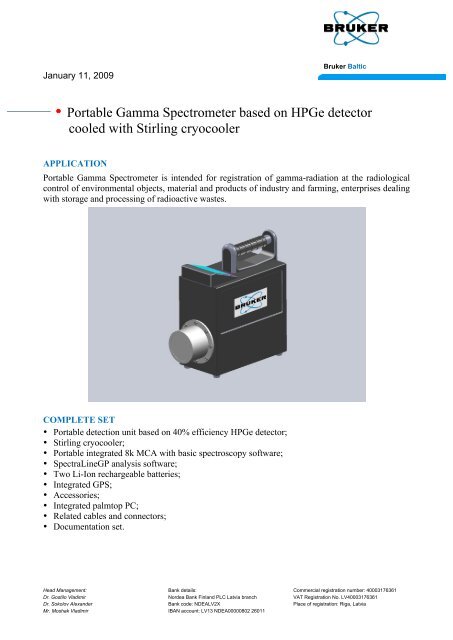 Portable Gamma Spectrometer based on HPGe detector cooled with ...