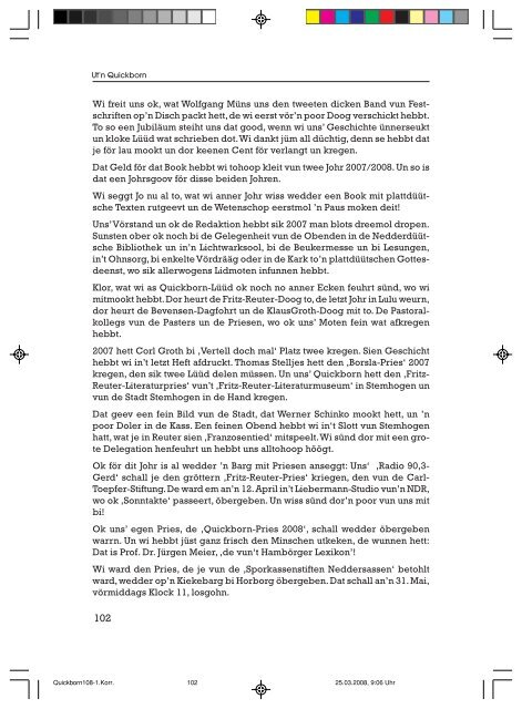 Editorial - Quickborn. Vereinigung für niederdeutsche Sprache und ...