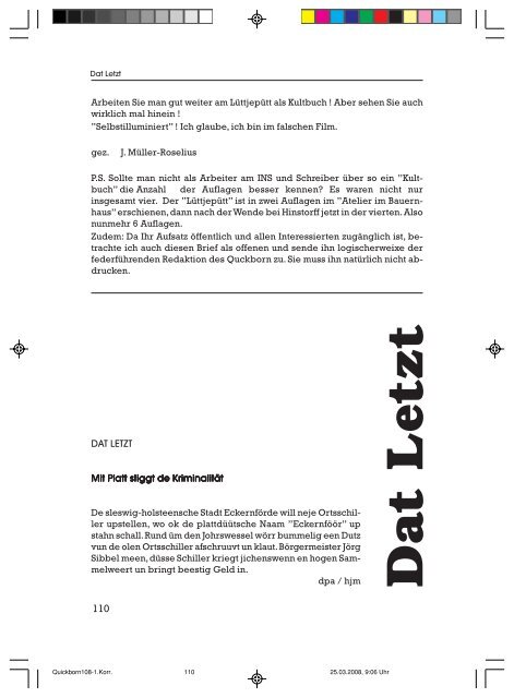 Editorial - Quickborn. Vereinigung für niederdeutsche Sprache und ...
