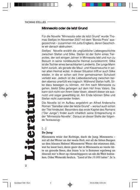 Editorial - Quickborn. Vereinigung für niederdeutsche Sprache und ...