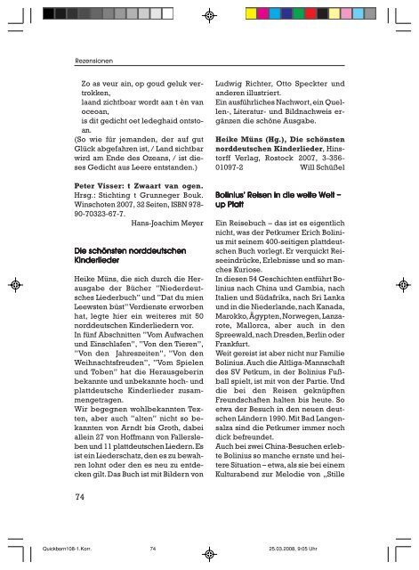 Editorial - Quickborn. Vereinigung für niederdeutsche Sprache und ...