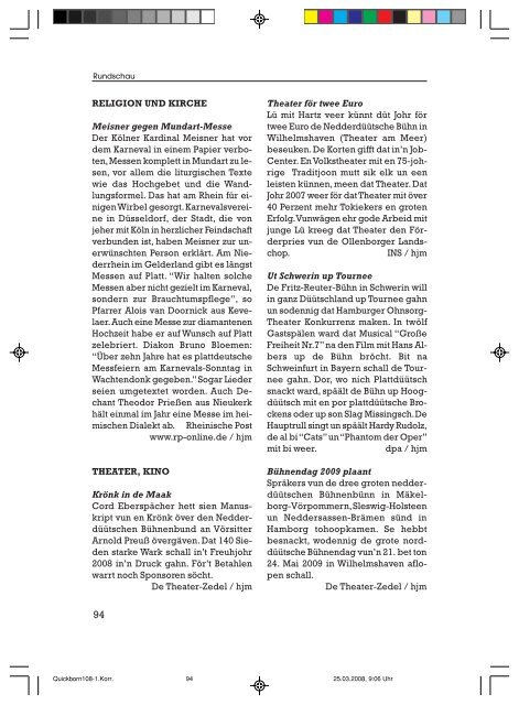 Editorial - Quickborn. Vereinigung für niederdeutsche Sprache und ...