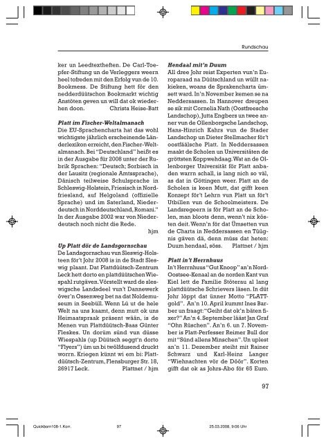 Editorial - Quickborn. Vereinigung für niederdeutsche Sprache und ...