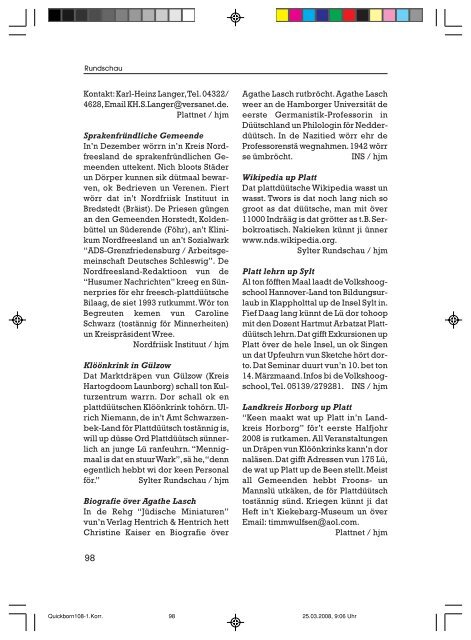 Editorial - Quickborn. Vereinigung für niederdeutsche Sprache und ...