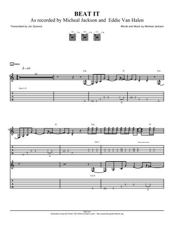 Complete Transcription To "Beat It" (PDF) - Guitar Alliance