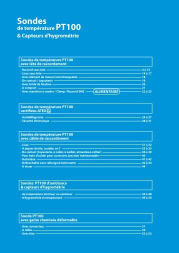 Sondes de tempÃ©rature PT100 & Capteurs d'hygromÃ©trie - Prosensor