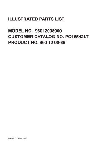 illustrated parts list model no. 96012008900 customer catalog no ...