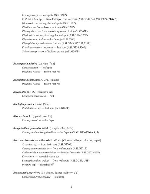 List of Plant Diseases - College of Tropical Agriculture and Human ...