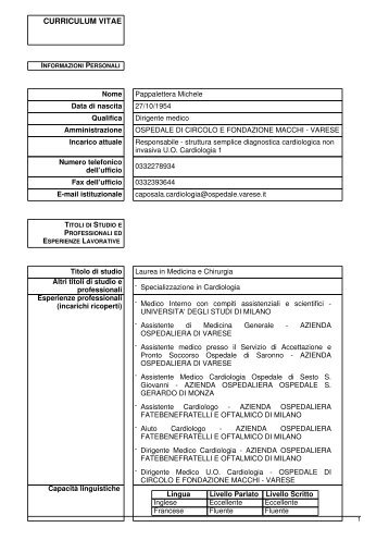 Pappalettera Michele - Ospedale di Circolo e Fondazione Macchi