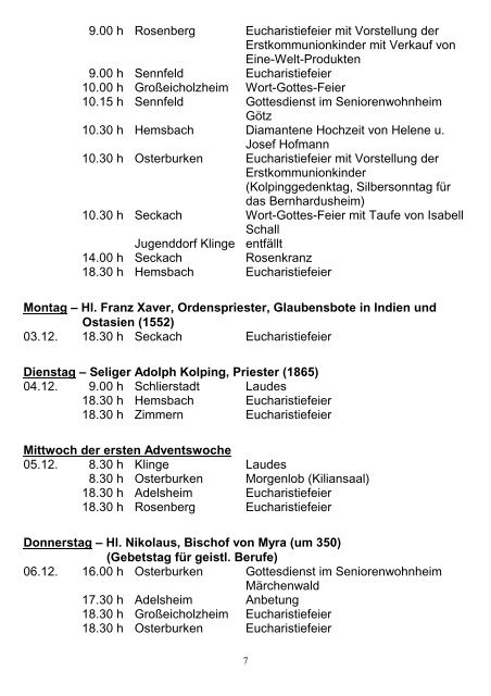 Messintentionen - Seelsorgeeinheit Adelsheim-Osterburken-Seckach