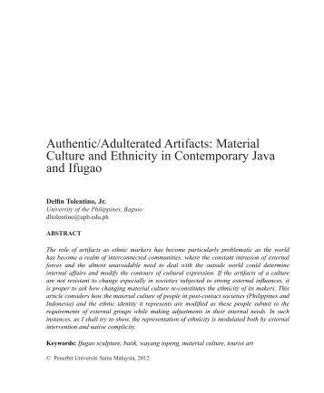 Authentic/Adulterated Artifacts: Material Culture and ... - Wacana Seni