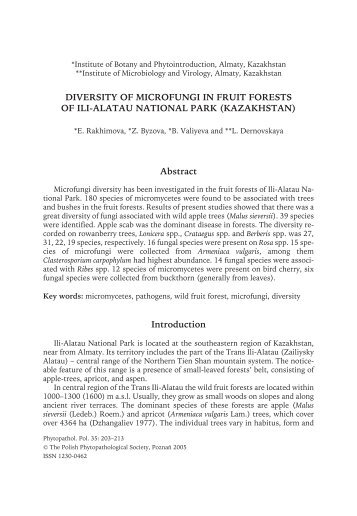 diversity of microfungi in fruit forests of ili - Poznań