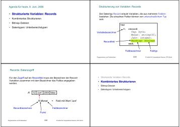 • Strukturierte Variablen: Records - Programmieren und Problemlösen