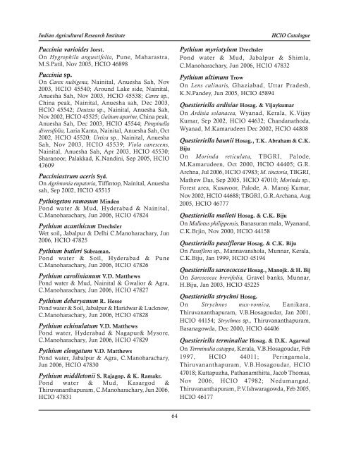 Herbarium Cryptogamae Indiae Orientalis - Indian Agricultural ...